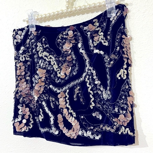 JAYGODFREY Sz4/S Gorgeous Beaded Mini Skirt Couture Crystal Lined Sequins - Picture 3 of 11